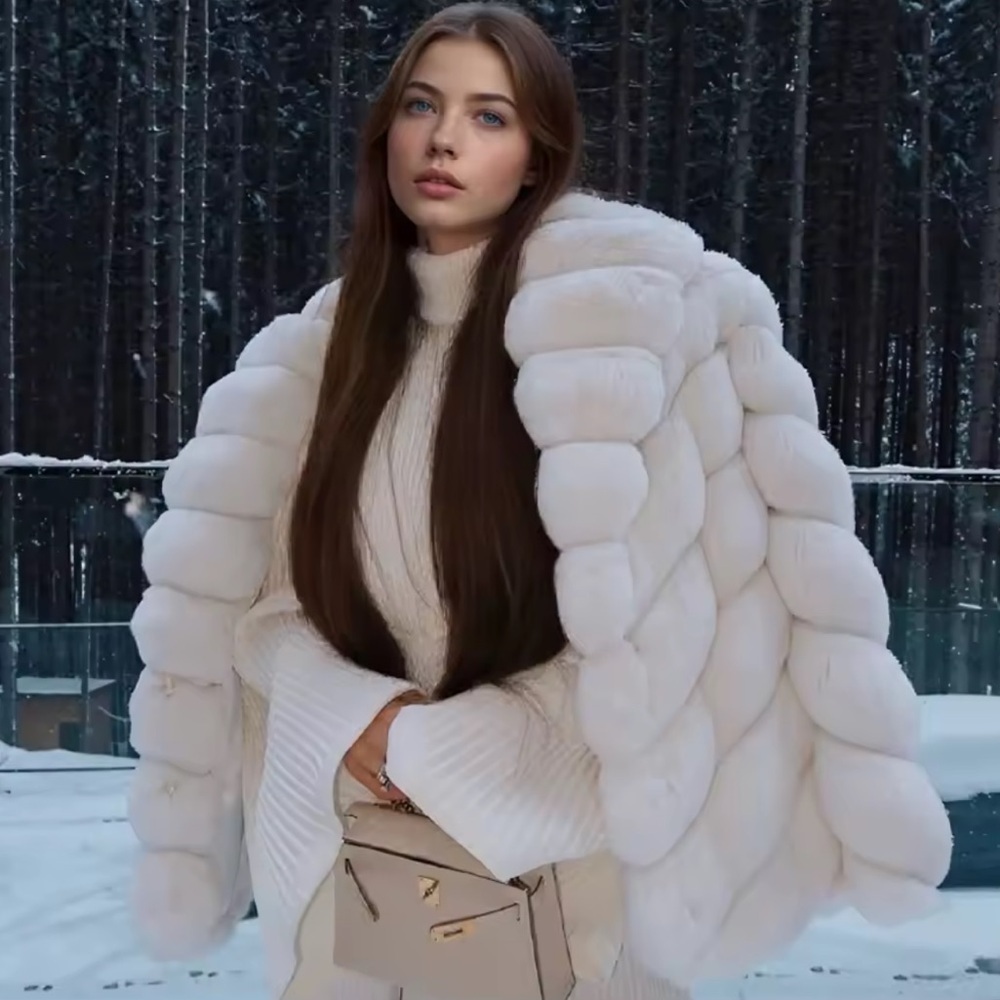 Real Elegant White Fur Coat - Picture 1 of 6